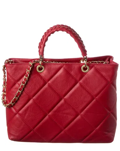 Isabella Rossetti Lucie Quilted Leather Tote In Red