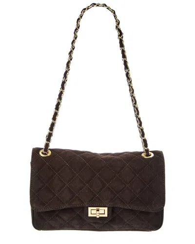 Isabella Rossetti Maeve Quilted Suede Crossbody In Brown