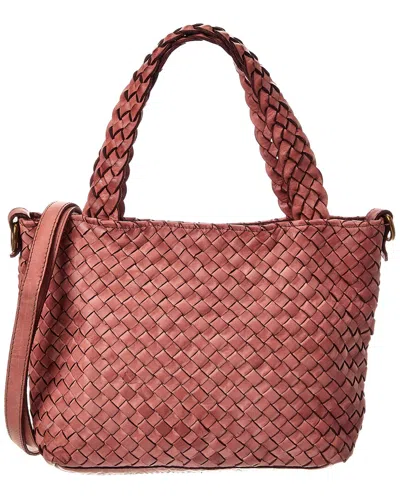 Isabella Rossetti Marie Hand Woven Leather Tote In Pink