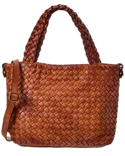 Isabella Rossetti Marie Hand Woven Leather Tote In Tan