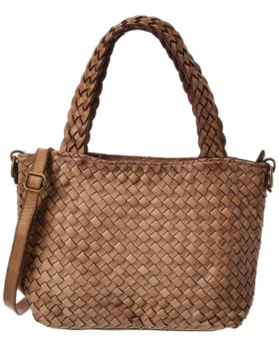 Isabella Rossetti Marie Hand Woven Leather Tote In Tan
