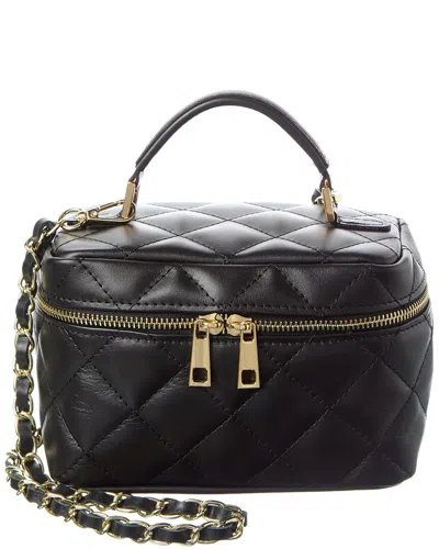 Isabella Rossetti Mia Quilted Leather Vanity Bag In Black