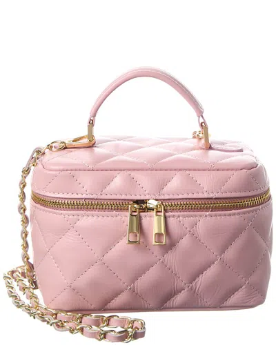 Isabella Rossetti Mia Quilted Leather Vanity Bag In Pink