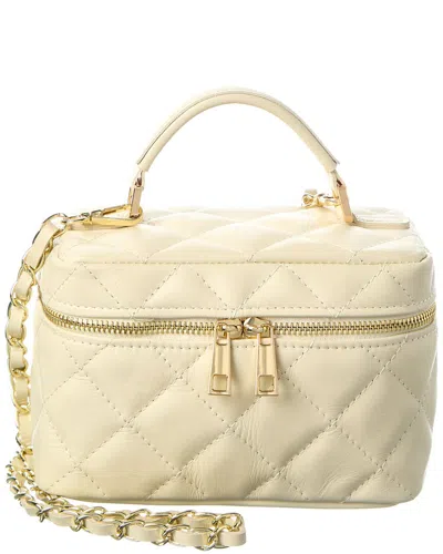 Isabella Rossetti Mia Quilted Leather Vanity Bag In Sand