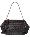 Isabella Rossetti Quincy Hand Woven Leather Clutch In Black