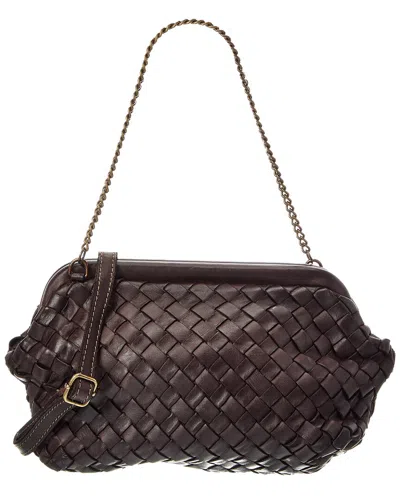 Isabella Rossetti Quincy Hand Woven Leather Clutch In Brown