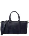 Isabella Rossetti Samantha Hand-woven Leather Shoulder Bag In Blue