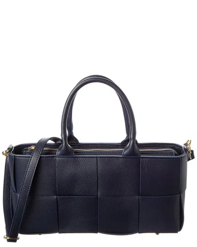 Isabella Rossetti Samantha Hand-woven Leather Shoulder Bag In Blue