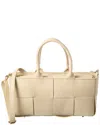 Isabella Rossetti Samantha Hand-woven Leather Shoulder Bag In Sand