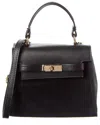 Isabella Rossetti Scarlett Suede Satchel In Black