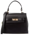 Isabella Rossetti Scarlett Suede Satchel In Black