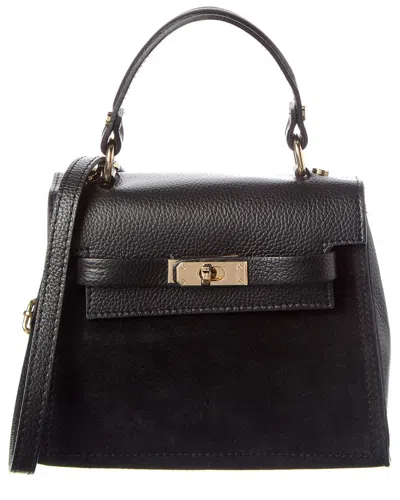 Isabella Rossetti Scarlett Suede Satchel In Black