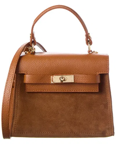 Isabella Rossetti Scarlett Suede Satchel In Brown