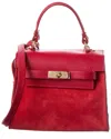 Isabella Rossetti Scarlett Suede Satchel In Red