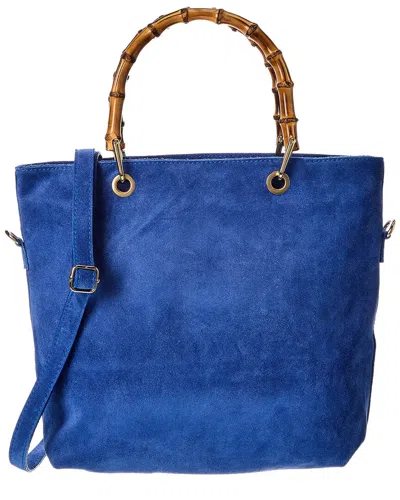 Isabella Rossetti Thea27 Bamboo Handle Suede Tote In Blue