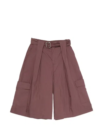 Isabelle Blanche Belted Cargo Shorts In Red