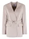 Isabelle Blanche Belted Collarless Jacket In White