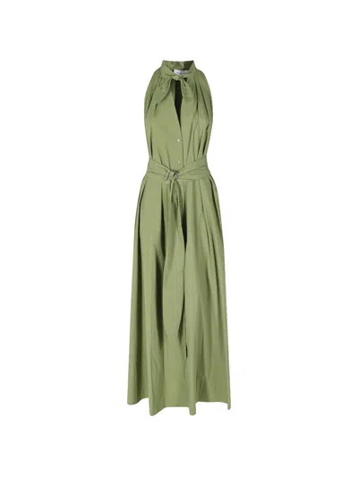 Isabelle Blanche Belted Maxi Dress In Green