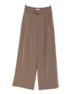 Isabelle Blanche Belted Pleated Trousers In Brown