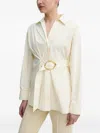 Isabelle Blanche Belted Shirt Dress In Neutral