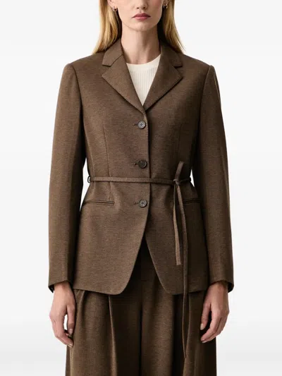 Isabelle Blanche Belted Single-breasted Blazer In Brown