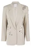 Isabelle Blanche Blazer With Rhinestone And Mother-of-pearl Embellishments