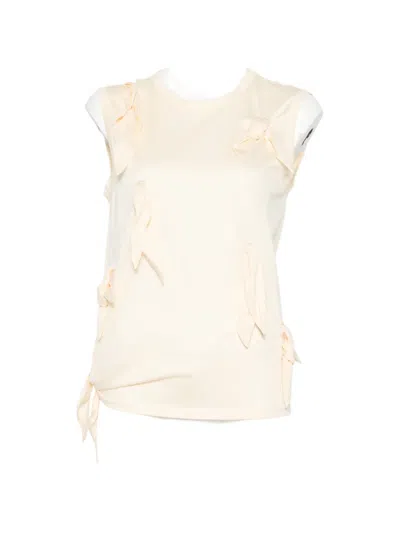 Isabelle Blanche Bow-detail Sleeveless Top In Neutral
