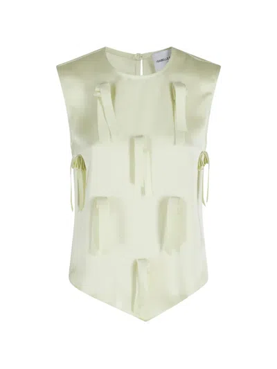 Isabelle Blanche Bow-embellished Top In Green