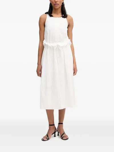 Isabelle Blanche Broderie-anglaise Ruffled Midi Dress In White