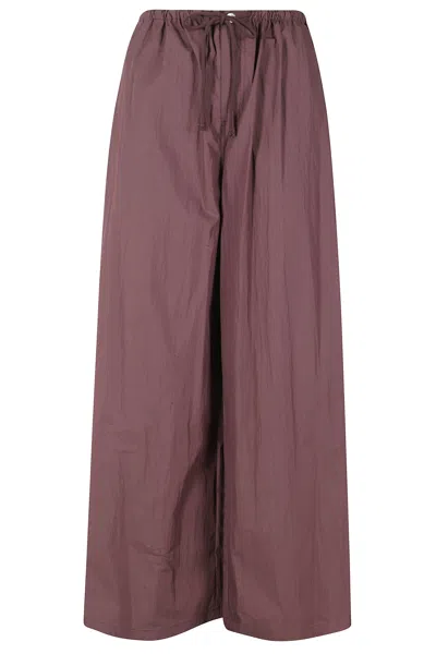 Isabelle Blanche Brown Drawstring Elastic-waistband Cotton Pants In White