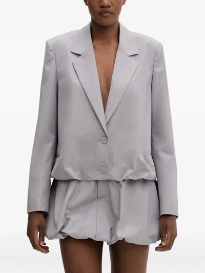 Isabelle Blanche Bubble-hem Blazer In Gray