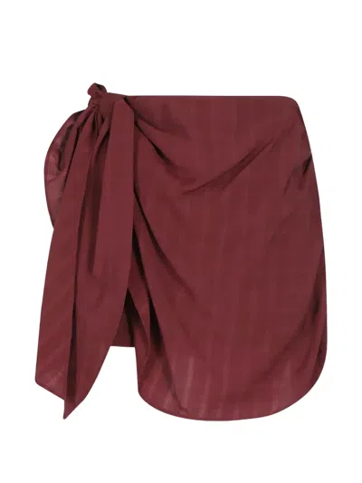 Isabelle Blanche Check-pattern Knot-detail Skirt In Brown
