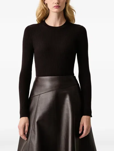 Isabelle Blanche Crew-neck Ribbed-knit Sweater In Black