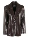 Isabelle Blanche Crocodile-effect Blazer In Brown