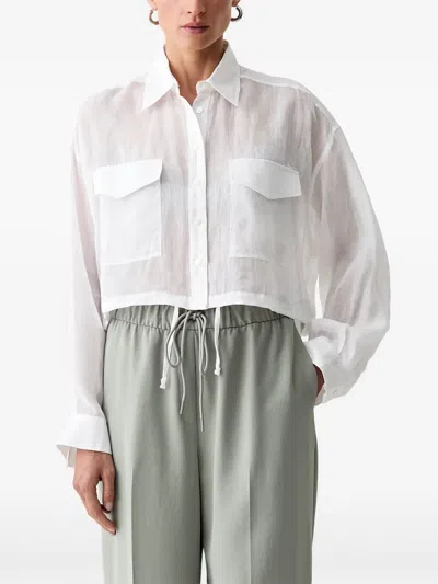 Isabelle Blanche Cropped Drawstring-hem Shirt In White