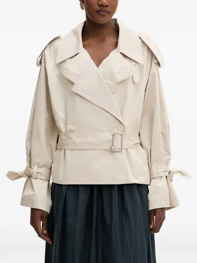 Isabelle Blanche Cropped Trench Coat In Neutral