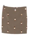 Isabelle Blanche Crystal-embellished Mini Skirt In Brown
