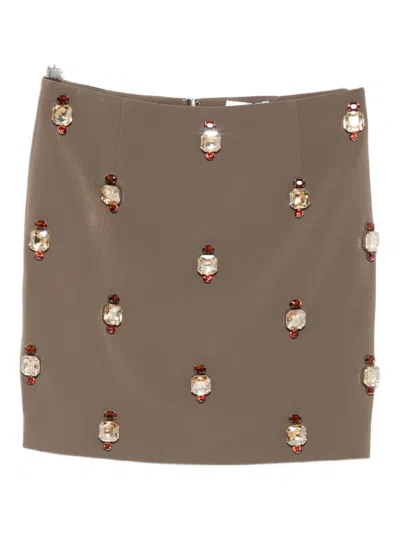 Isabelle Blanche Crystal-embellished Mini Skirt In Brown