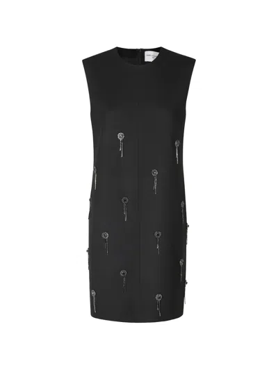 Isabelle Blanche Crystal-embellished Sleeveless Mini Dress In Black