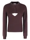 Isabelle Blanche Cut-out Embellished Sweater In Brown