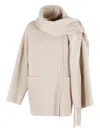 Isabelle Blanche Double-breasted Scarf Coat In Neutral