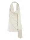 Isabelle Blanche Draped Fringe-detail Top In Gray