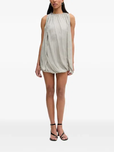 Isabelle Blanche Draped Sleeveless Mini Dress In Gray