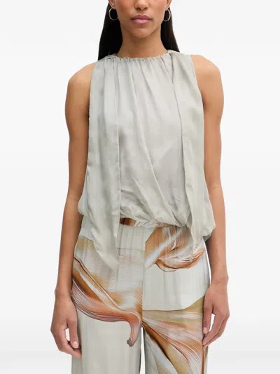 Isabelle Blanche Draped Sleeveless Top In Gray