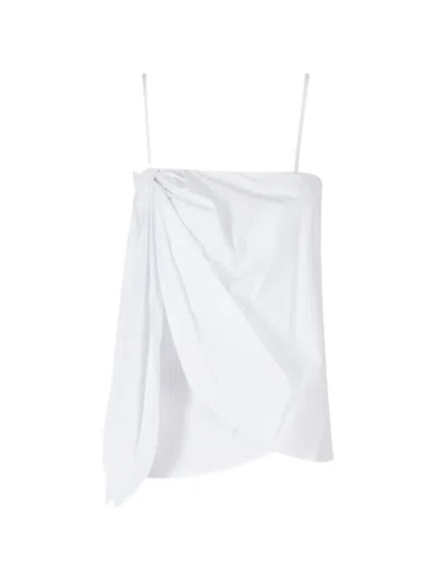 Isabelle Blanche Draped Spaghetti-strap Top In White
