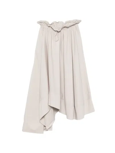 Isabelle Blanche Drawstring Asymmetric Midi Skirt In Neutral