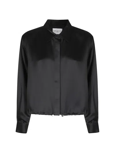 Isabelle Blanche Drawstring-hem Shirt In 블랙