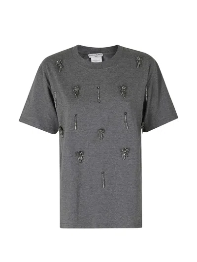 Isabelle Blanche Embellished Cotton T-shirt In Gray