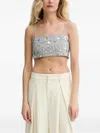 Isabelle Blanche Embellished-strappy Top In Gray