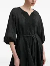 Isabelle Blanche Embroidered-details Balloon-sleeve Mini Dress In Black